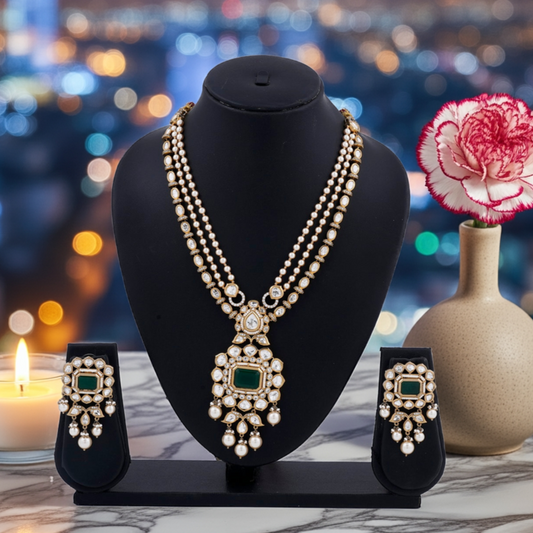 Emerald & Dia multi rows Necklace