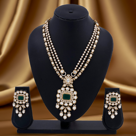 Emerald & Dia multi rows Necklace