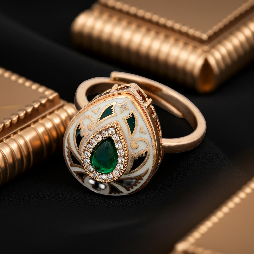 Emerald dia minakari droplet ring