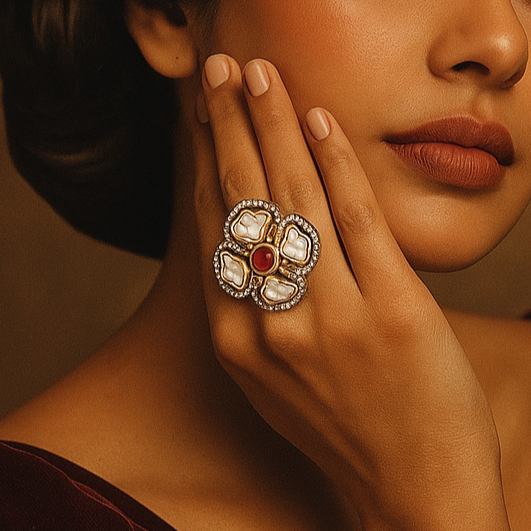 Four polki Ruby Centre ring