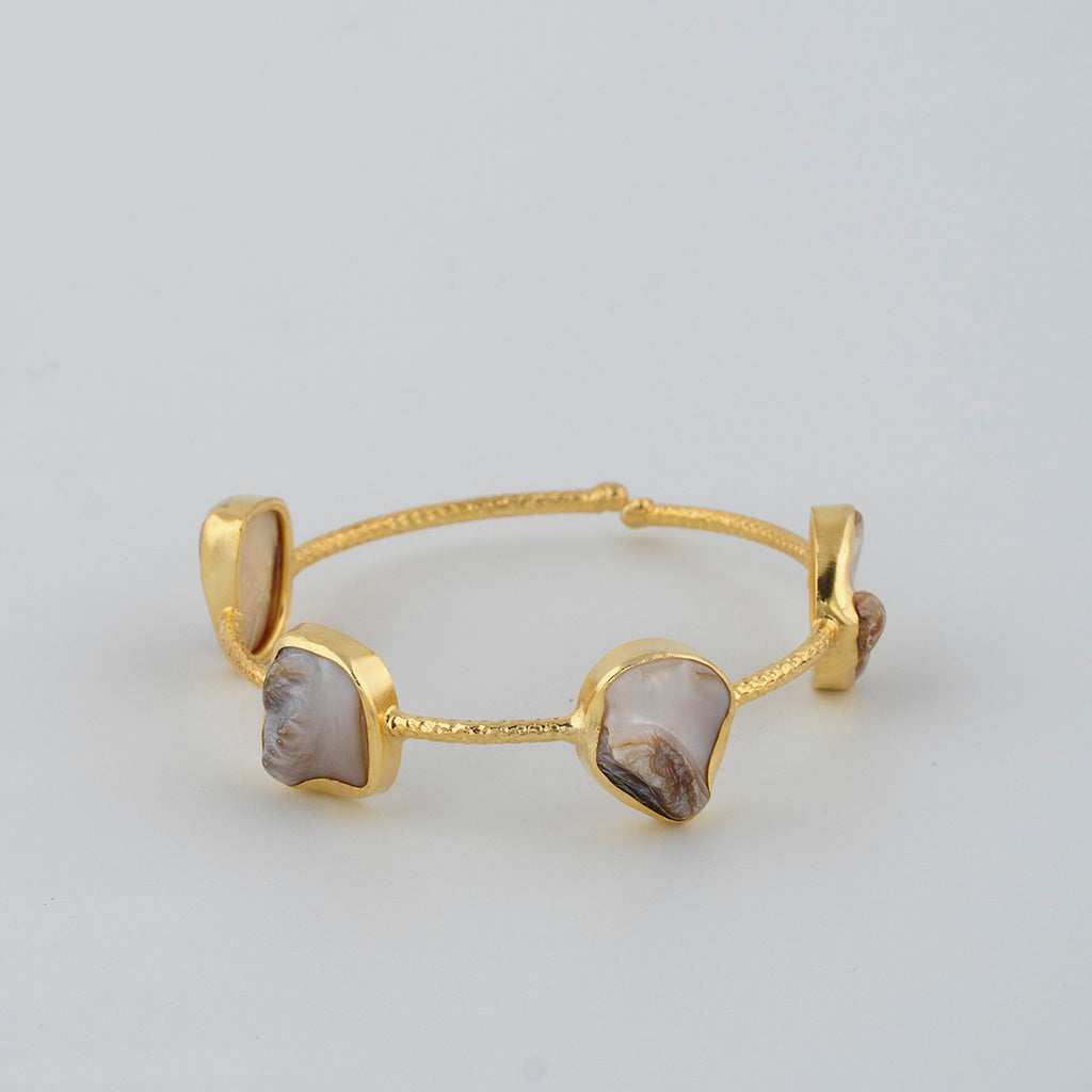 white pearl stone bracelet wrap
