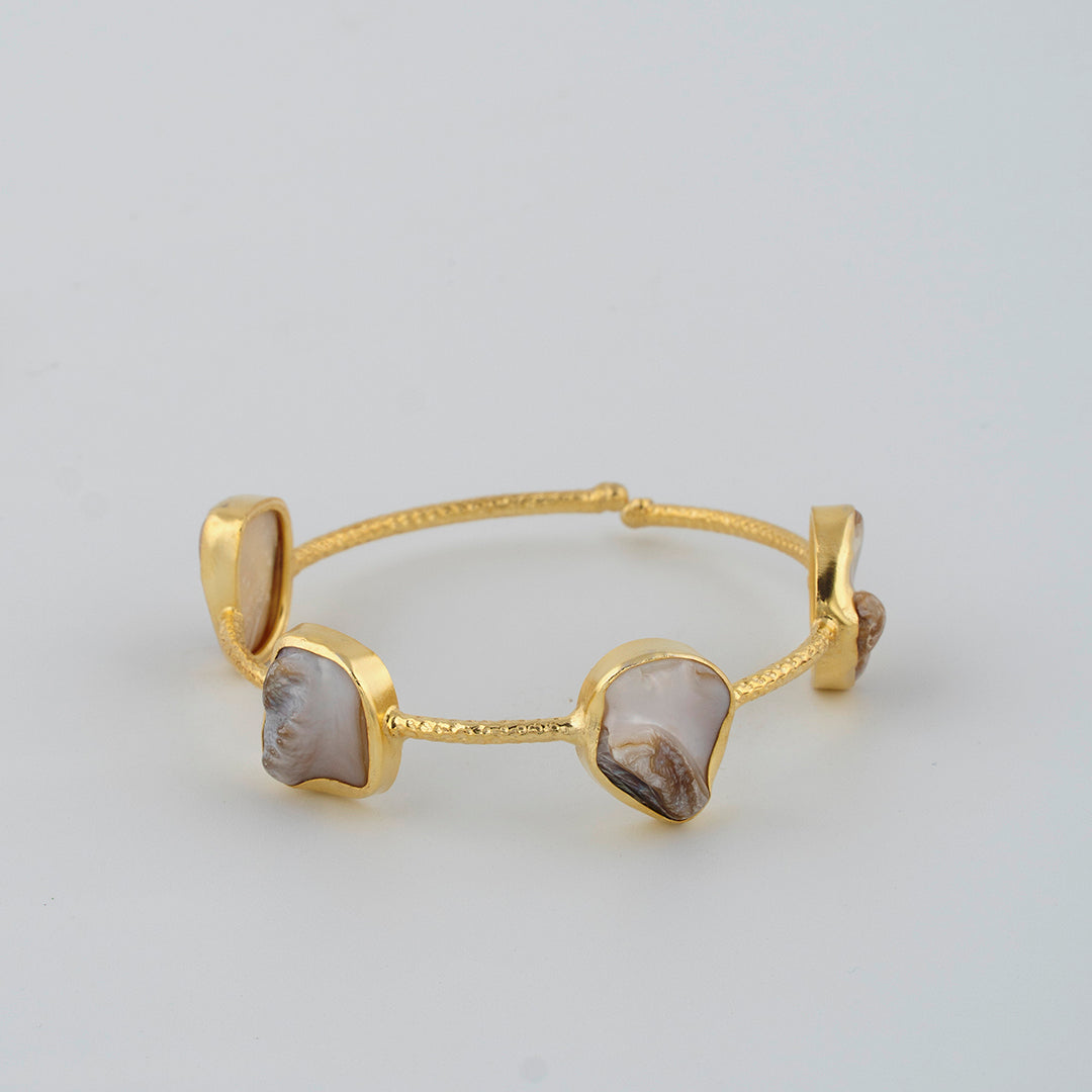 white pearl stone bracelet wrap