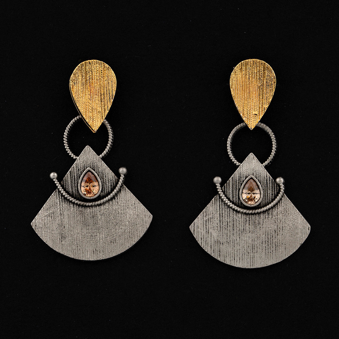 Gold Silver fusion Earring