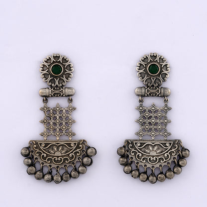 Oxidized Long Dangle Earring