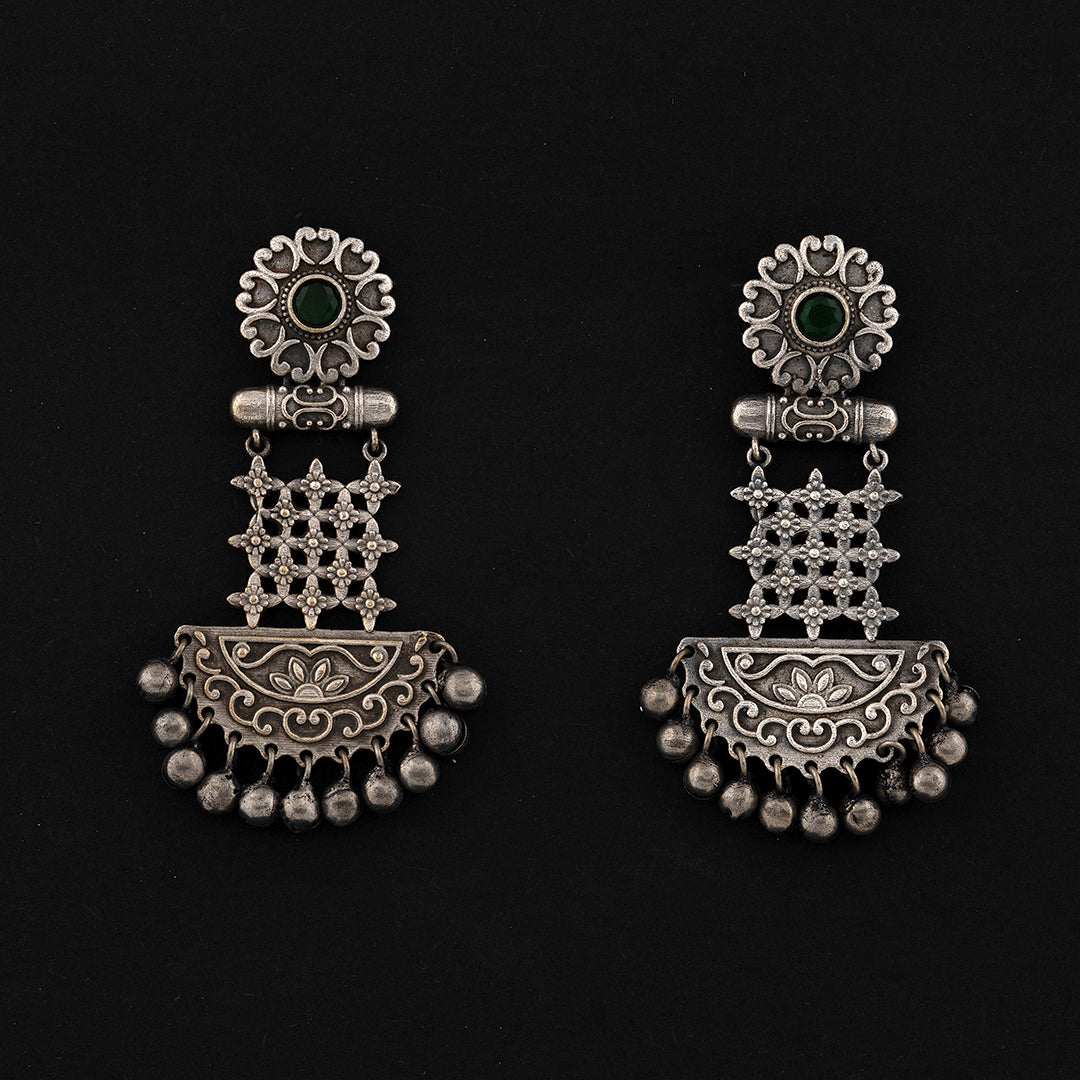 Oxidized Long Dangle Earring