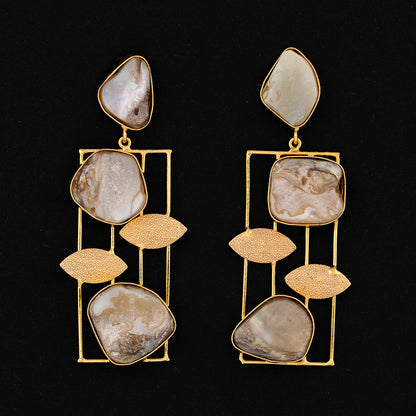 Stone Leaf Dangler Earring