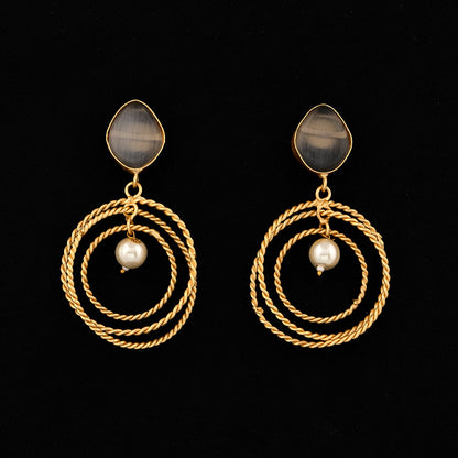 Grey Pearl Rings Earrings