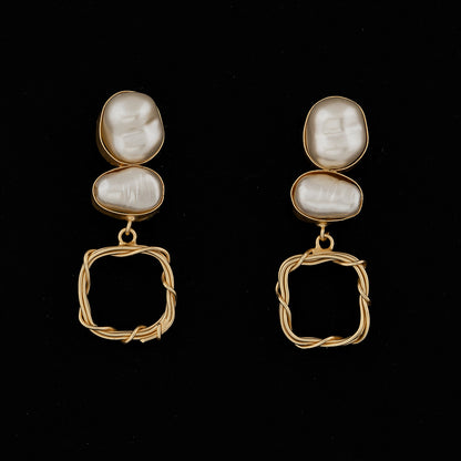 Duel Pearl Dangler Earrings