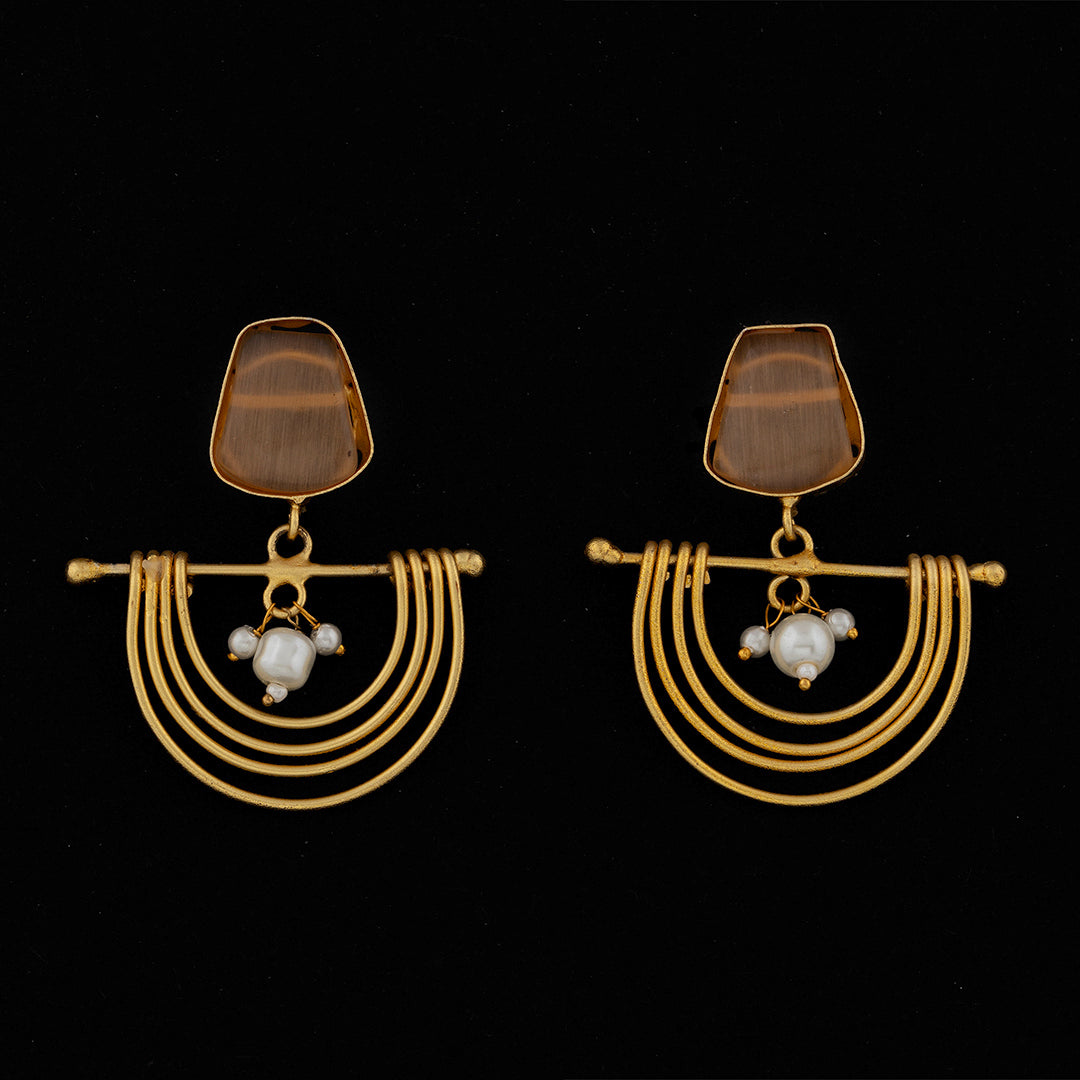 Pink Pearl Half Moon Earrings