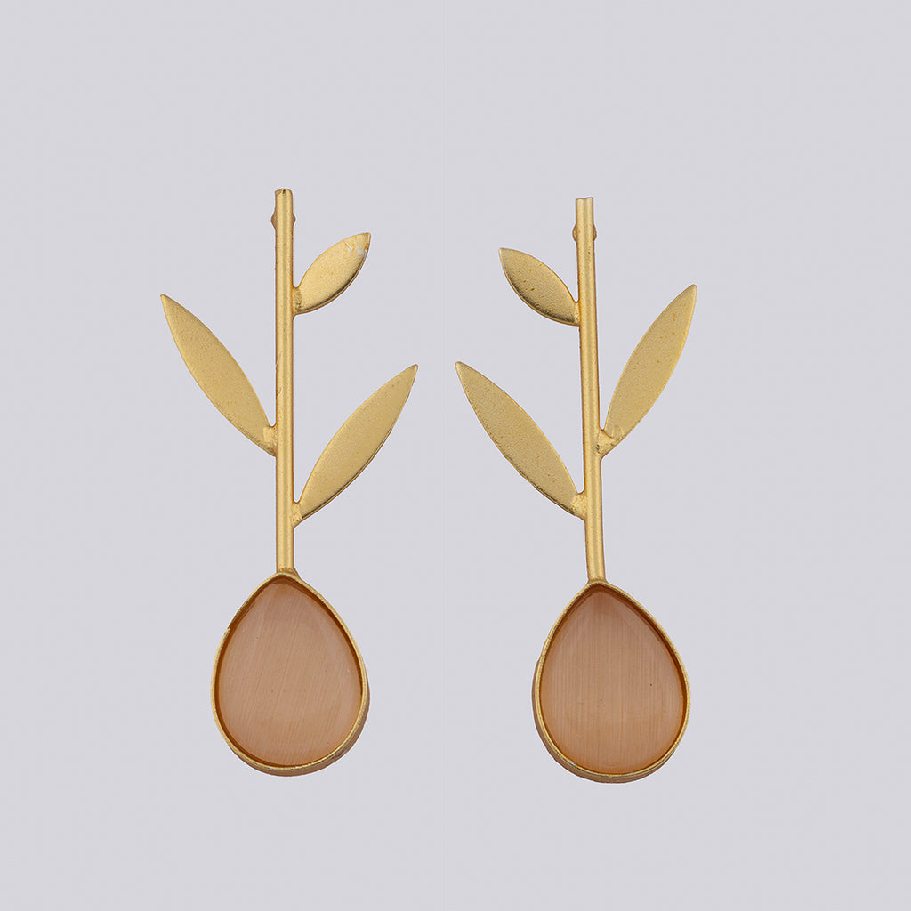 Pink Leaf Dangler Earrings