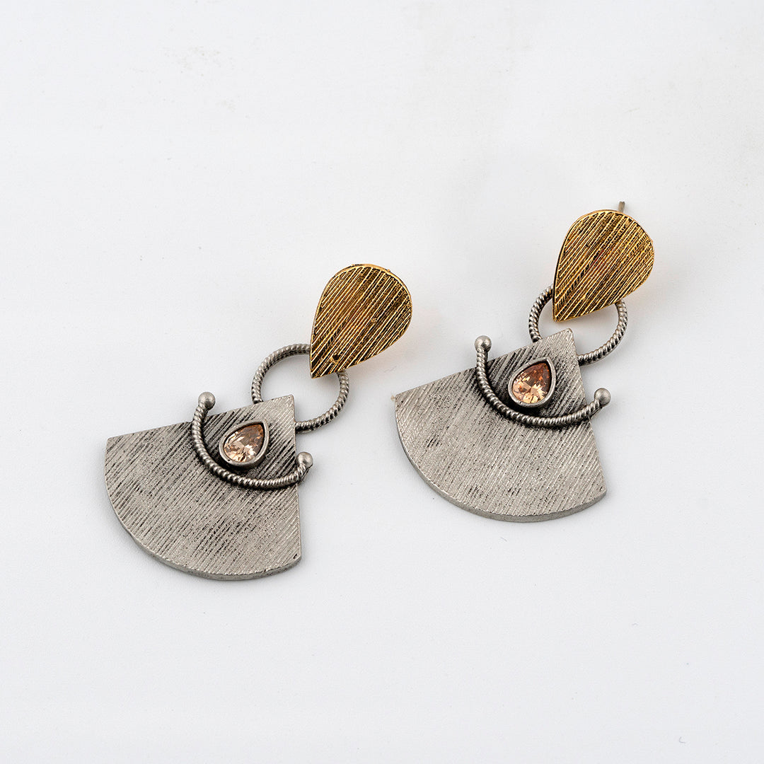 Gold Silver fusion Earring