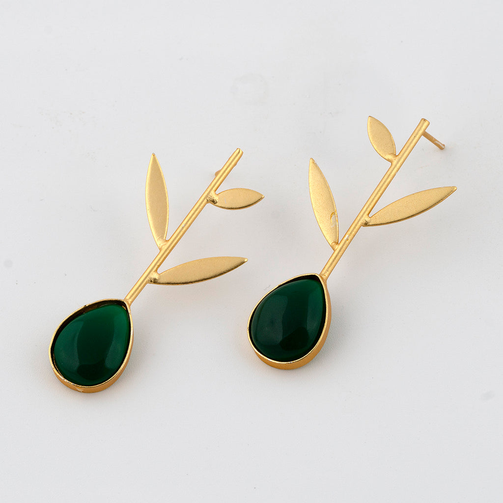 Green Leaf Dangler Earrings