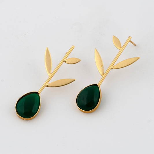 Green Leaf Dangler Earrings