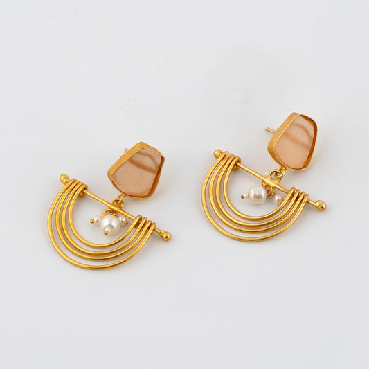 Pink Pearl Half Moon Earrings
