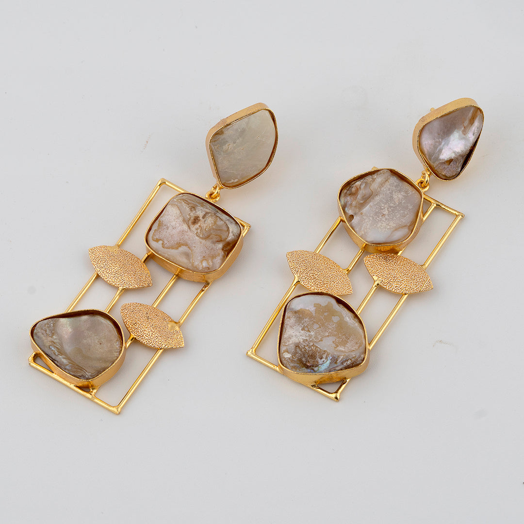 Stone Leaf Dangler Earring