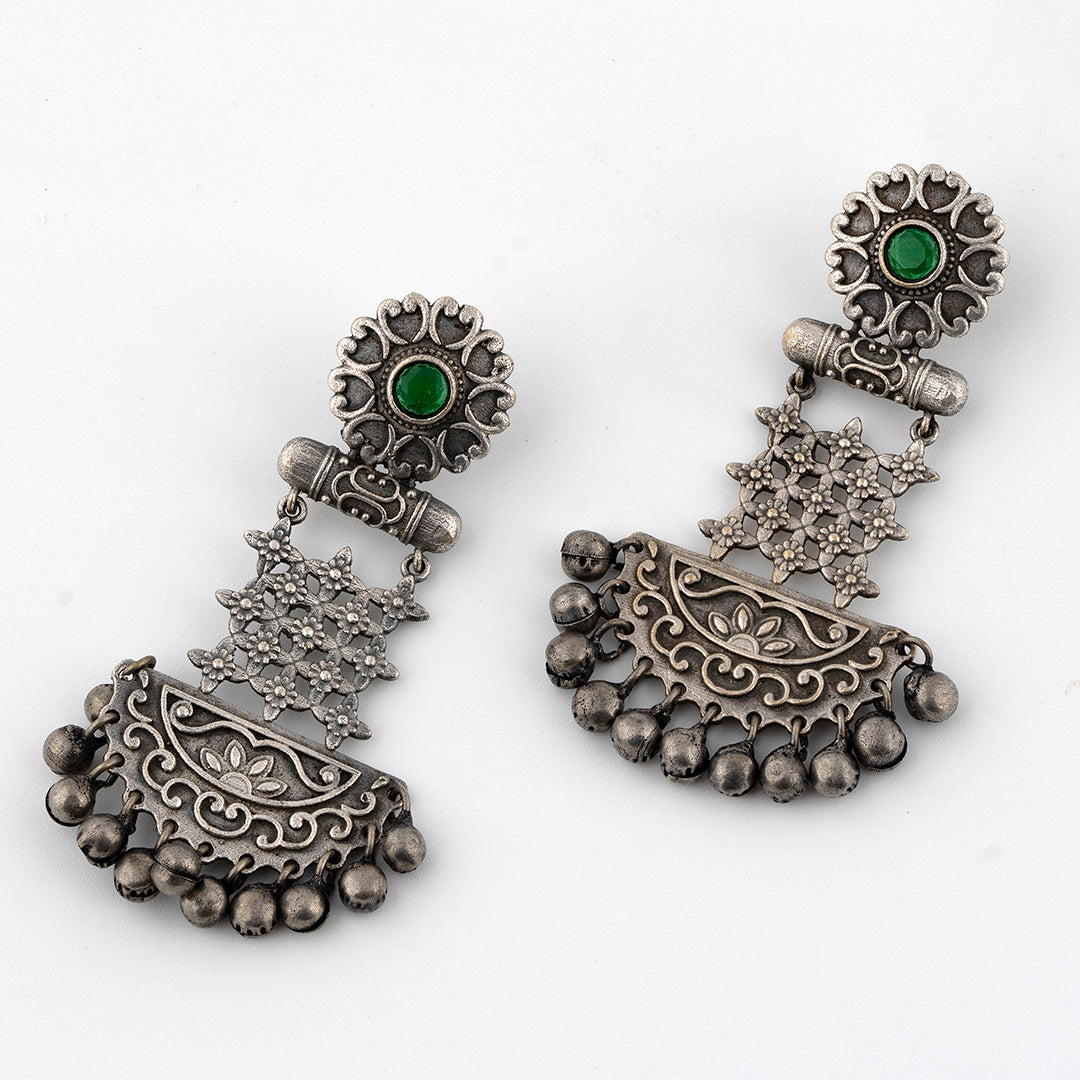 Oxidized Long Dangle Earring