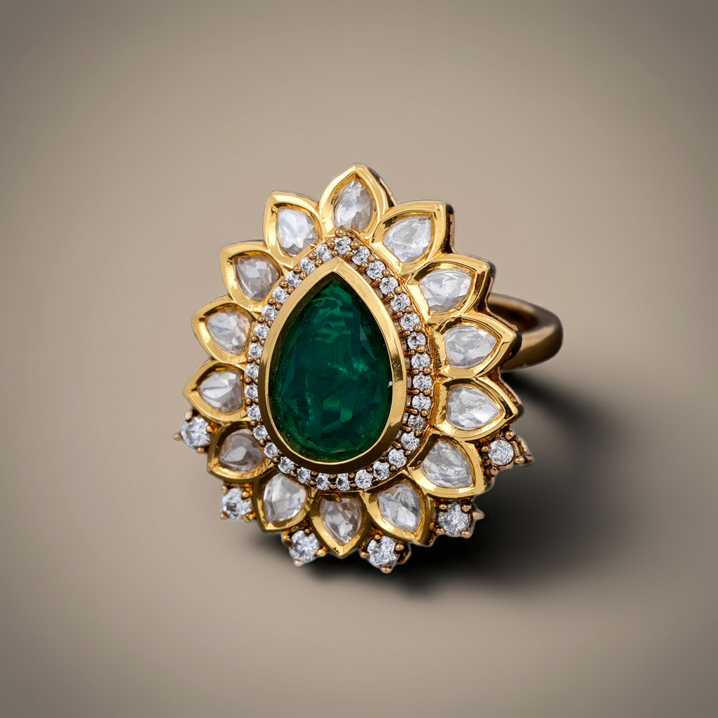 Pear Shaped Emerald stone ring