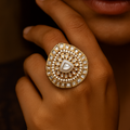 Polki Pearl Pann Shaped Ring