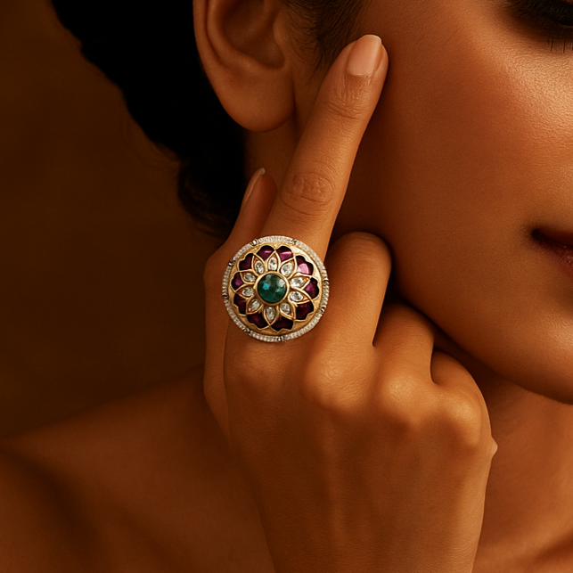 Ruby Emerald Pearl RIng