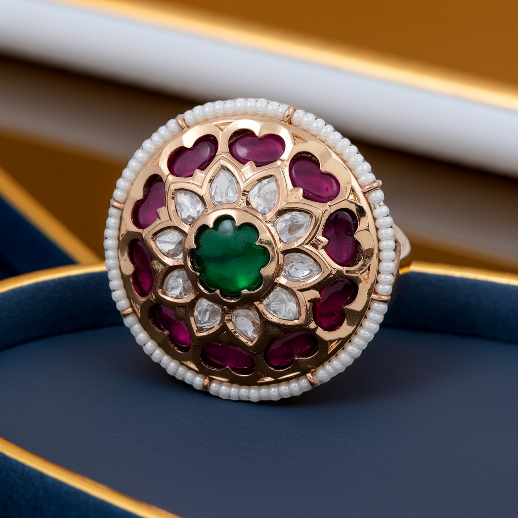 Ruby Emerald Pearl RIng