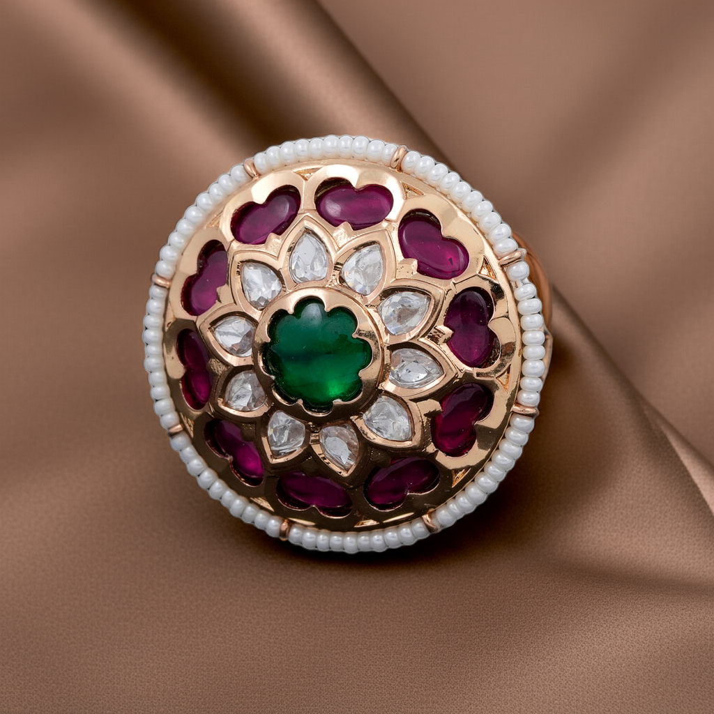 Ruby Emerald Pearl RIng