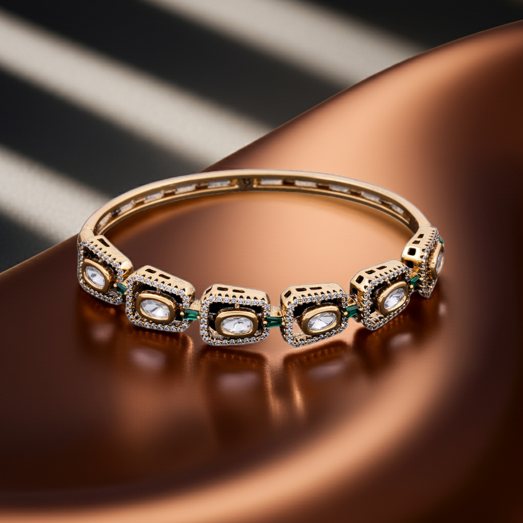 Tapered design dia polki bracelet