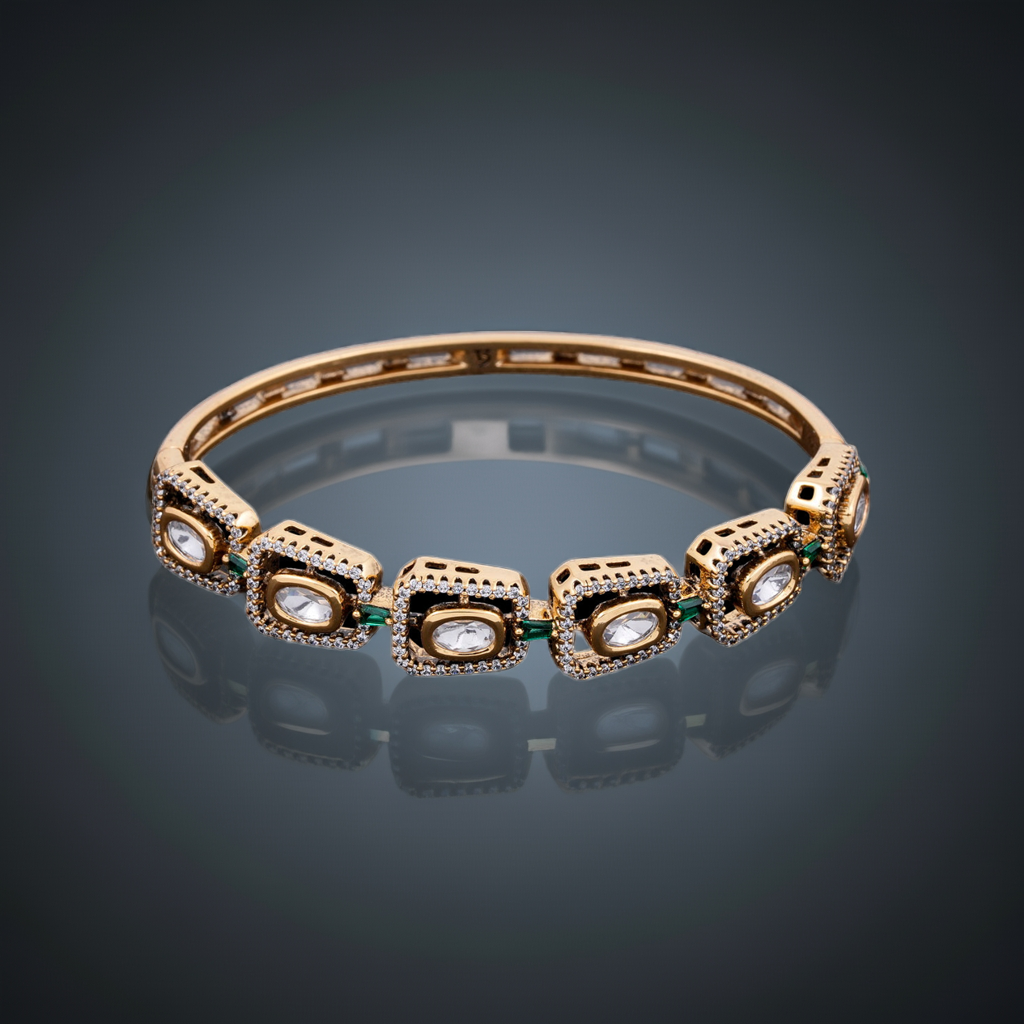 Tapered design dia polki bracelet