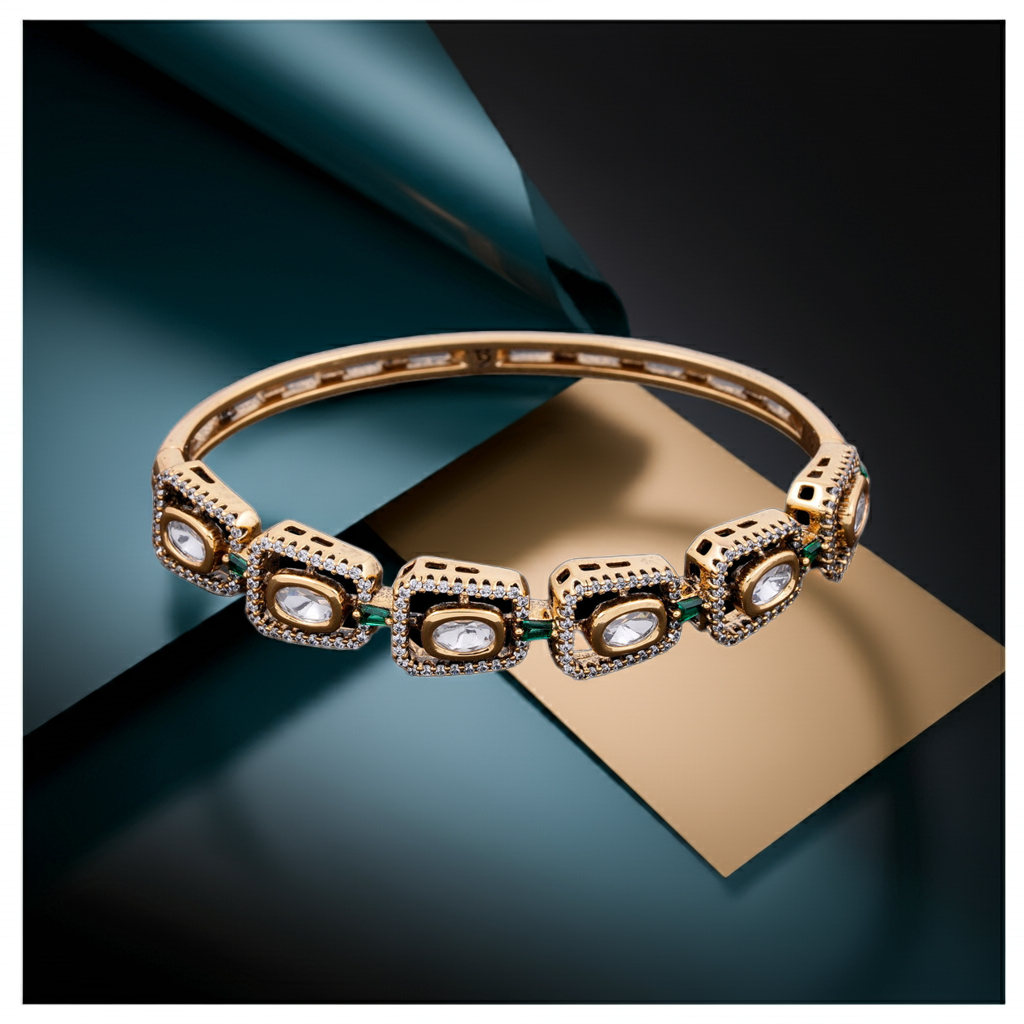 Tapered design dia polki bracelet