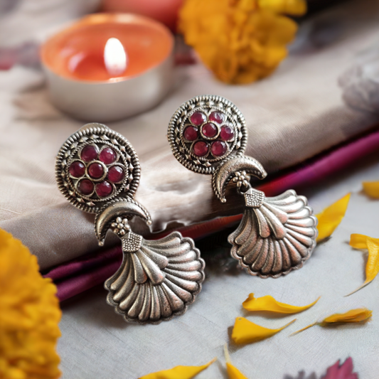 Red stone silver dangle
