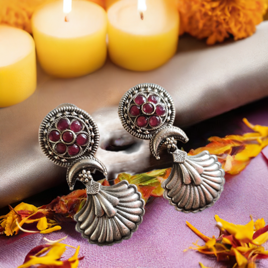 Red stone silver dangle