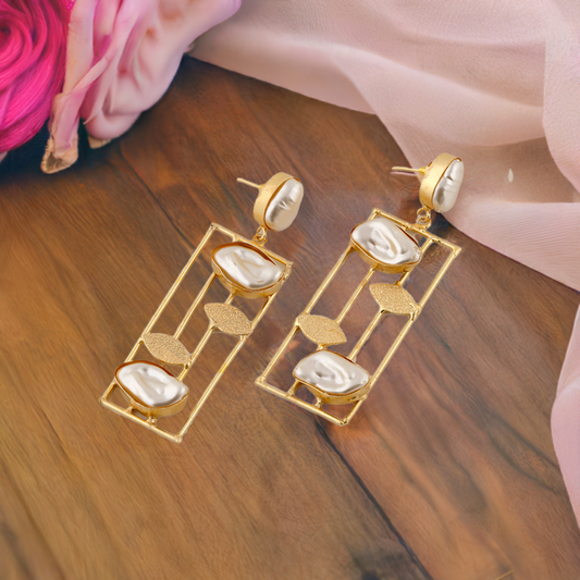 Pearl Leaf Dangler Earrings
