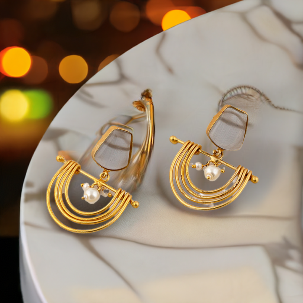 Ivory Pearl Half Moon Earrings