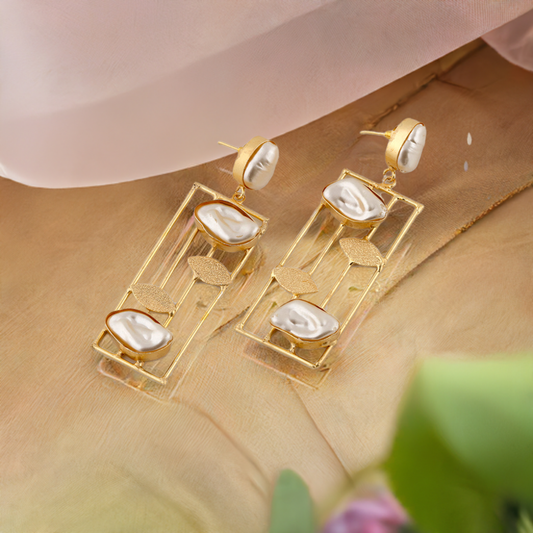 Pearl Leaf Dangler Earrings