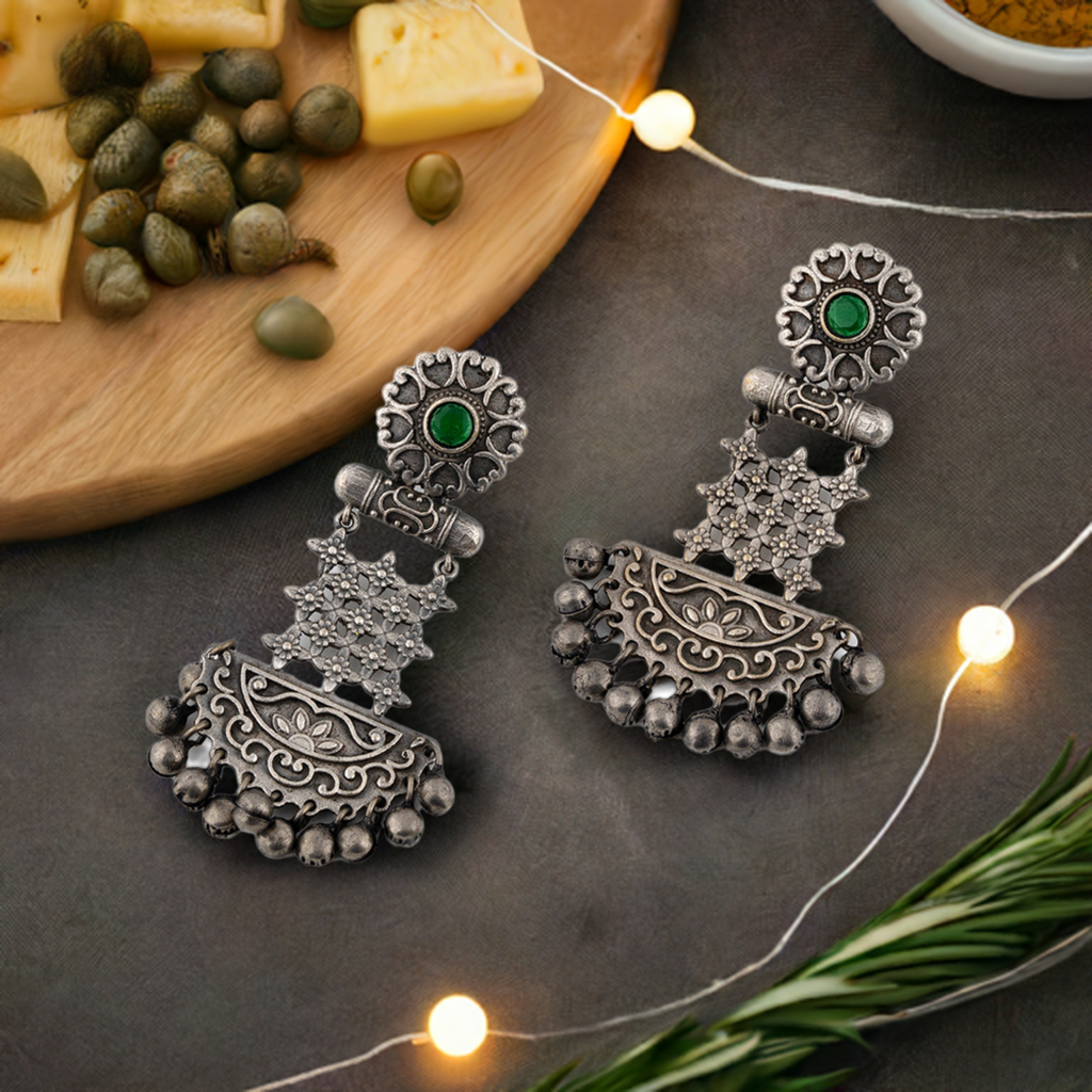 Oxidized Long Dangle Earring