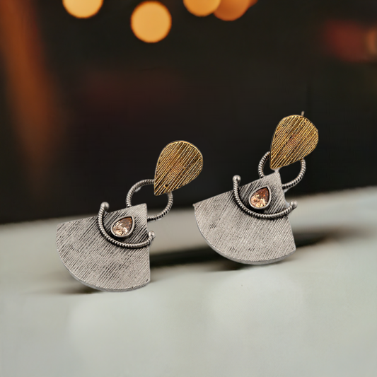 Gold Silver fusion Earring