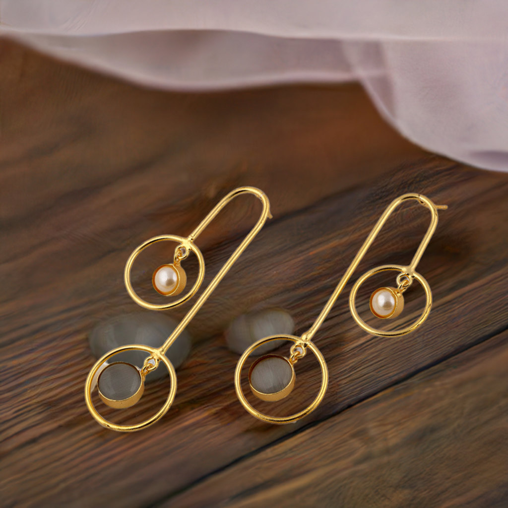 Pearl Grey Circle Earring