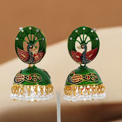 Peacock Green Earrings