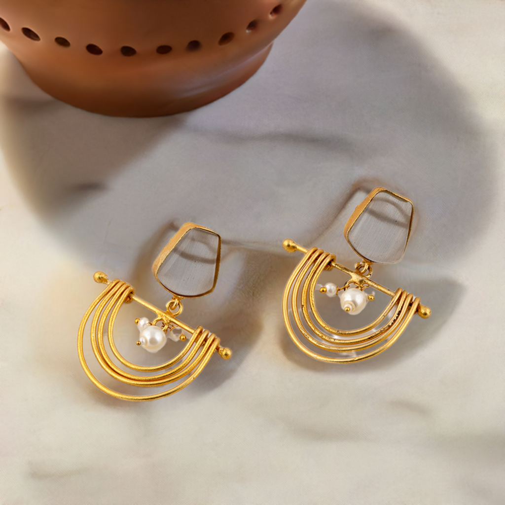 Ivory Pearl Half Moon Earrings