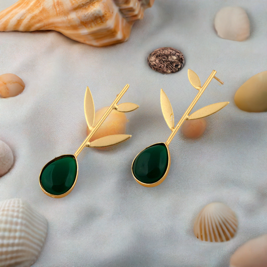 Green Leaf Dangler Earrings