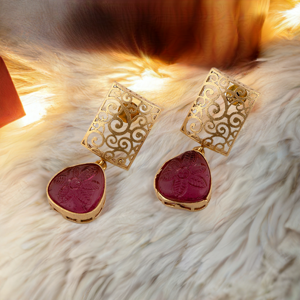 Ruby Golden Dangler Earrings