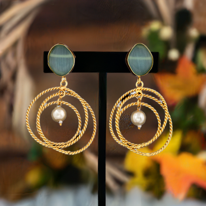 Blue pearl Rings Earrings