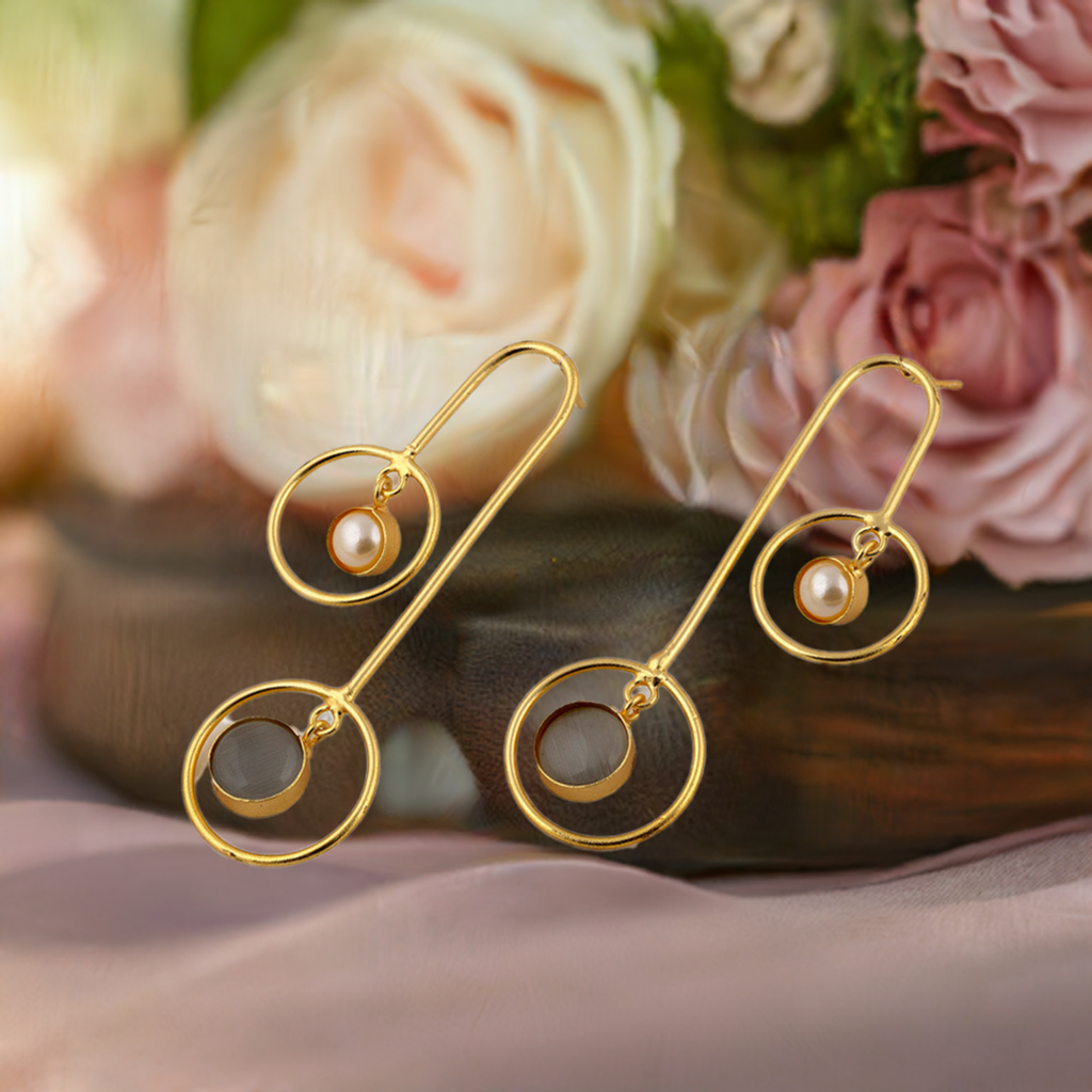 Pearl Grey Circle Earring