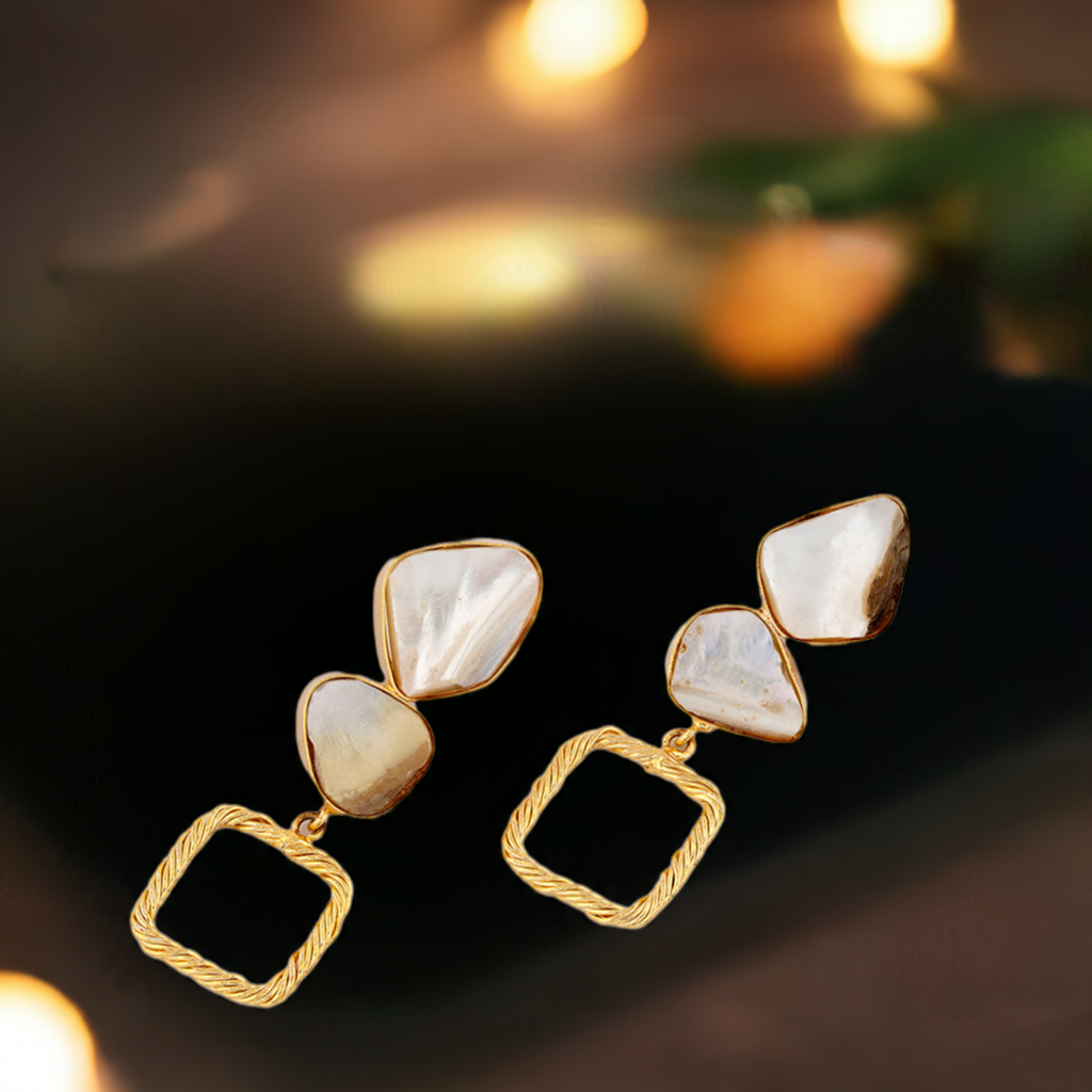 White Stone Long Earring