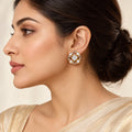 Ishani Crystal Floral Kundan-Style Stud Earrings