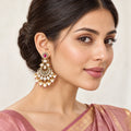 Kumudini Ruby-Colour & Pearl-Style Chandbali Earrings