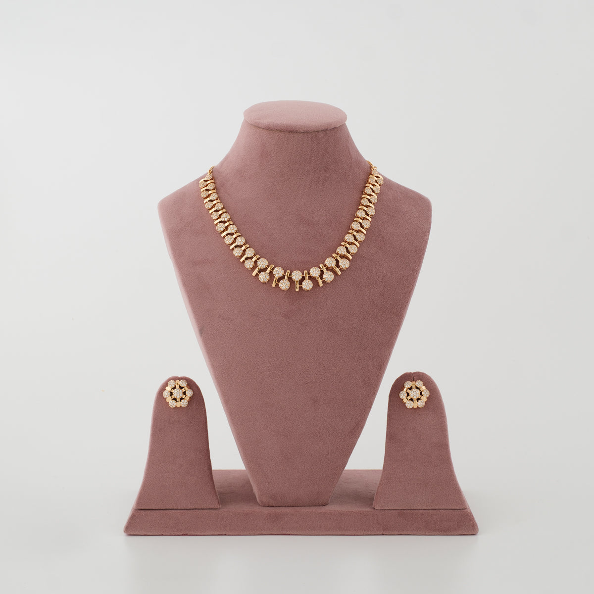 Miraaya Diamond Delicate Necklace Set with gold tone finish