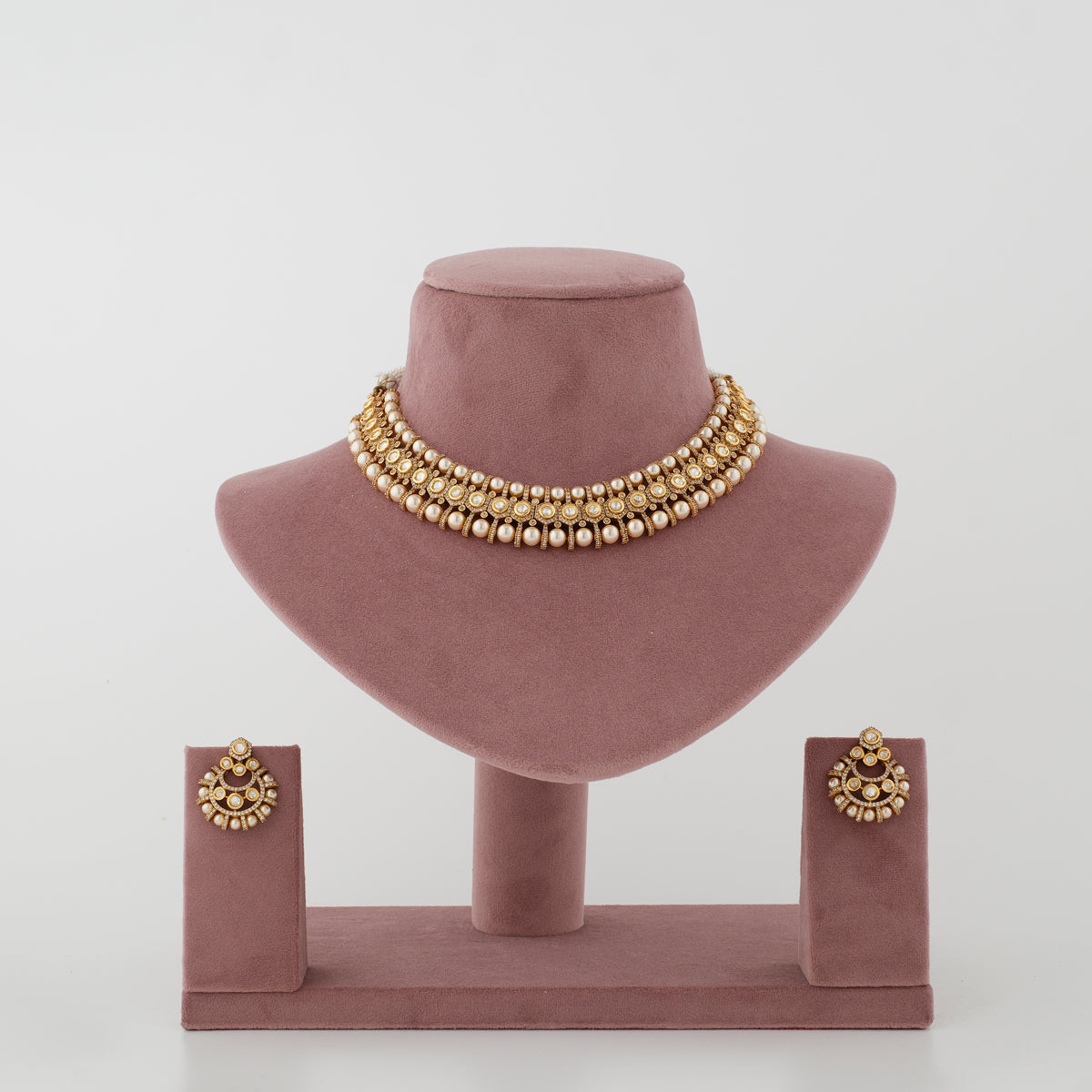 Motiyaara traditional moti diamond-look choker set with matching earrings