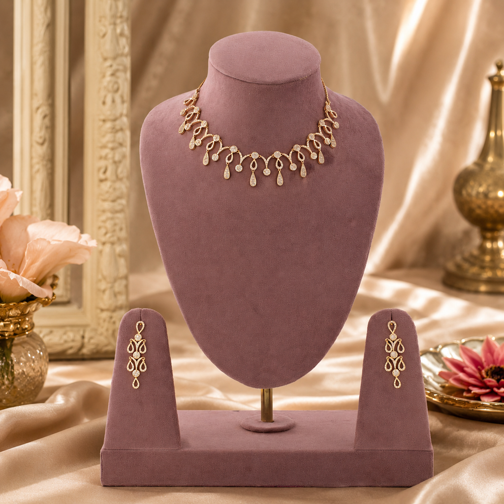 Noorika Diamond Droplet Necklace Set for wedding and party wear