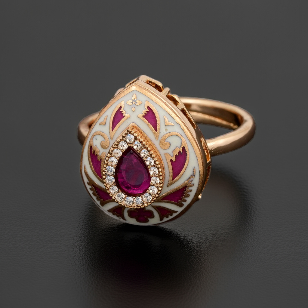 ruby dia minakari droplet ring