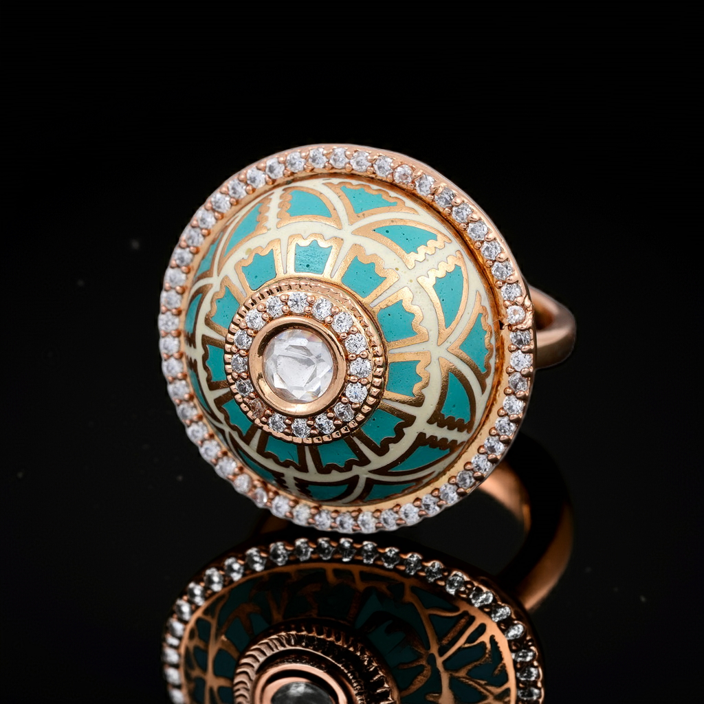 turquoise minakari dome ring
